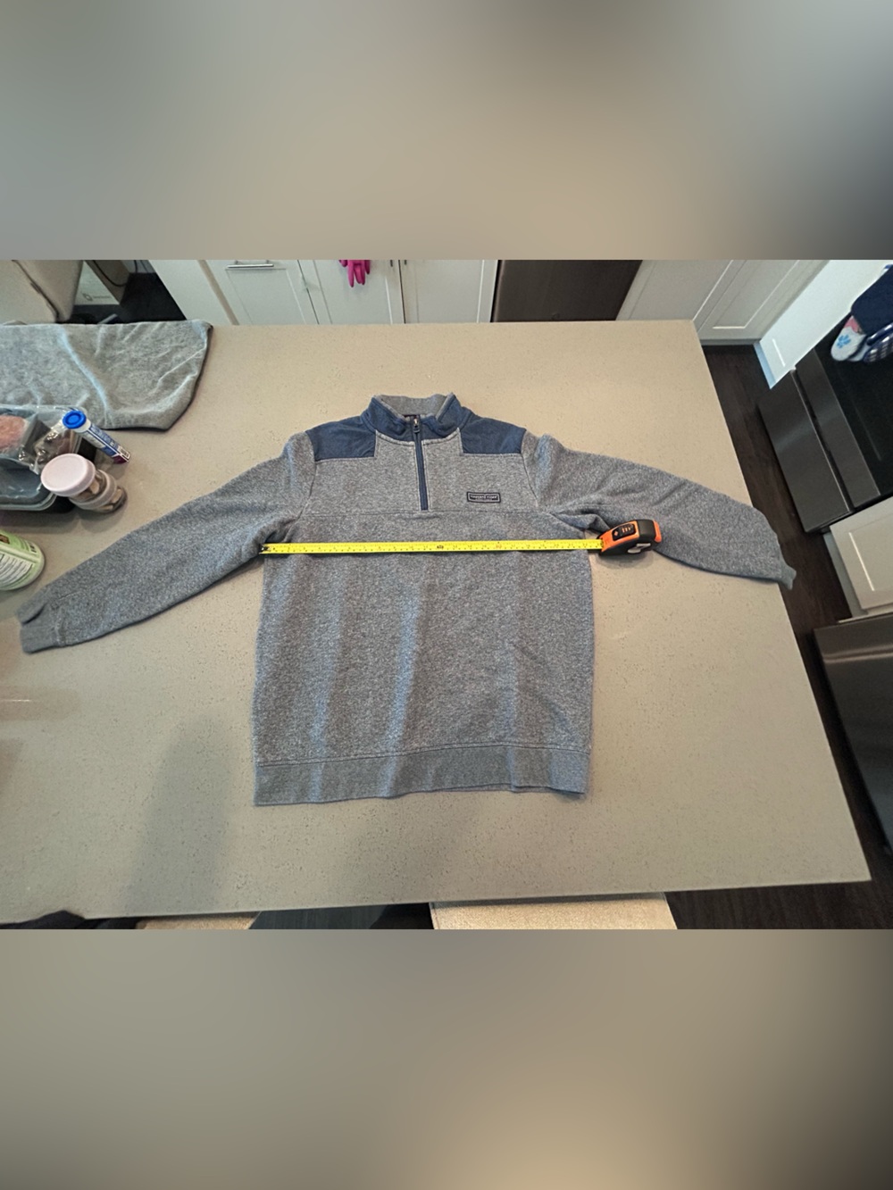 Vineyard Vines Men's Heather Gray Quarter-Zip Mountain Fleece Sweater